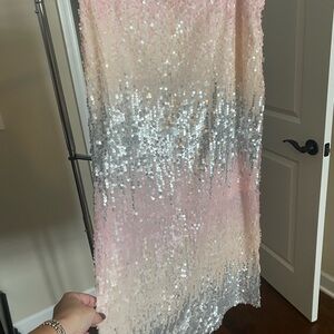 Entro Pink and White Sequin Skirt
